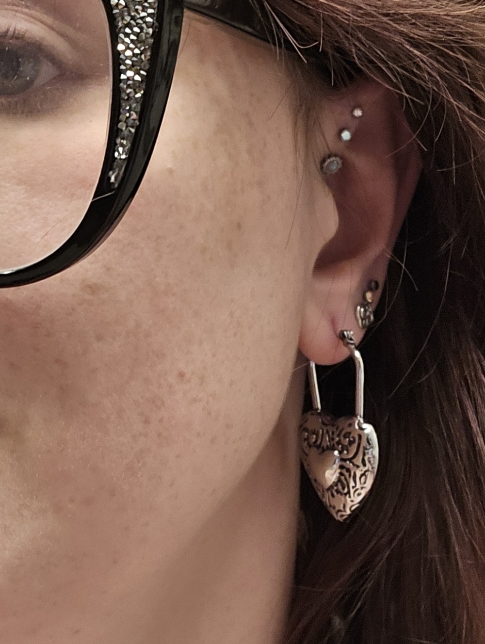 Heart Locket Drop Earrings - Silver Tone - Picture 5 of 5